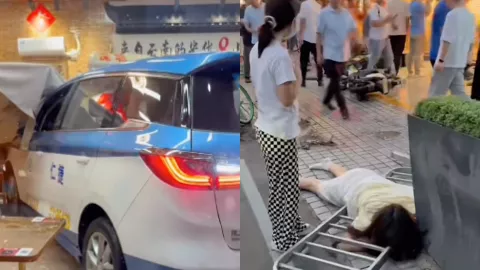 深圳福田区红花路女司机操作失误事故