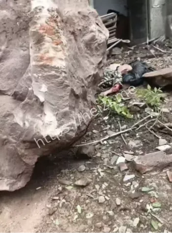 老人巨石压腿起重机救援过程