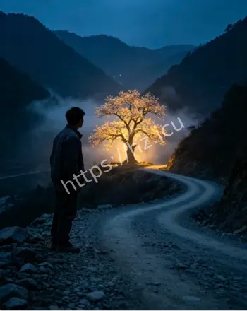秦岭千年玉兰古树夜间发光