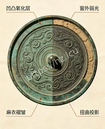 清代雕花铜镜文物检测